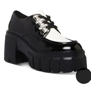 Madden Girl Women's Gest Platform Lug Sole Oxfords Color Black White Size 11